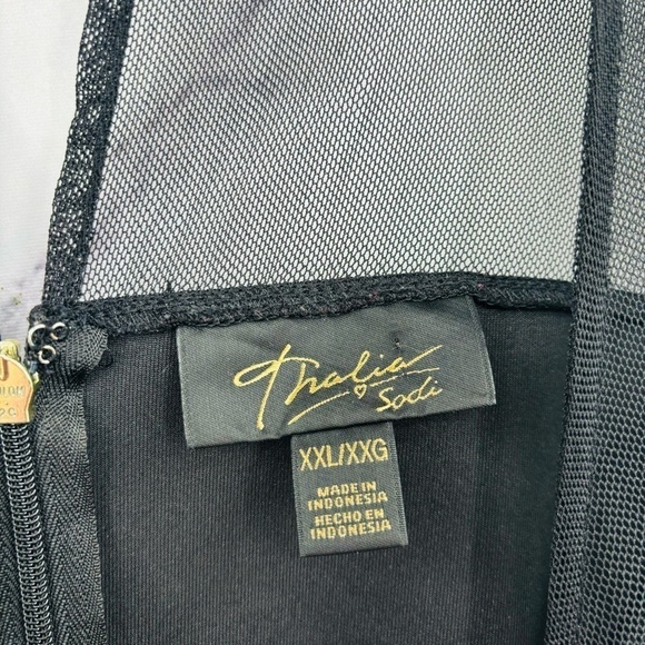 Thalia Sodi Embroidered Illusion Mesh Floral Bodycon Dress Black - Picture 4 of 5